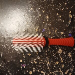 Red Hair Brush with White Bristles